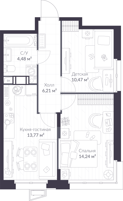 2 ккв 49,2 м²