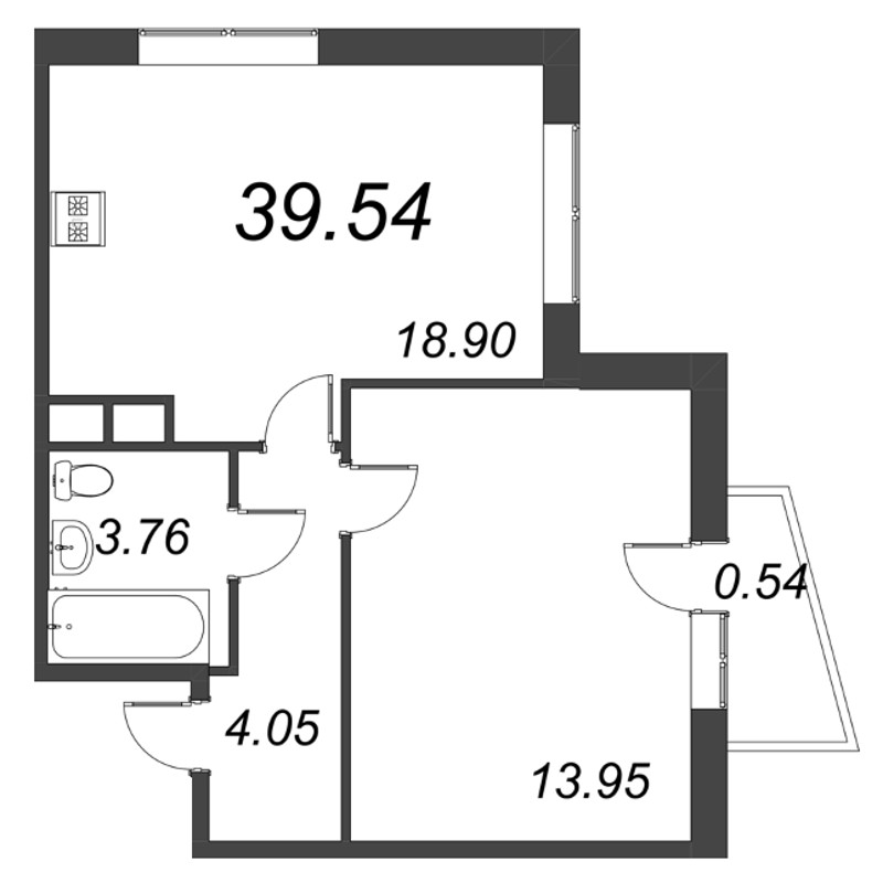 2 ккв (Евро) 39,5 м²