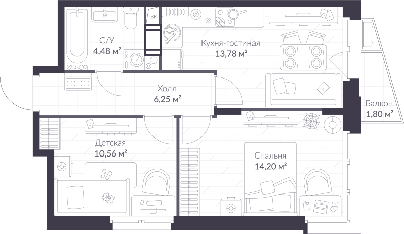 2 ккв 49,8 м²