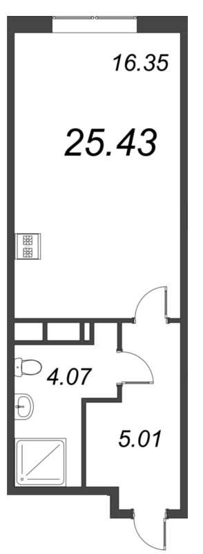 Студия 25,4 м²