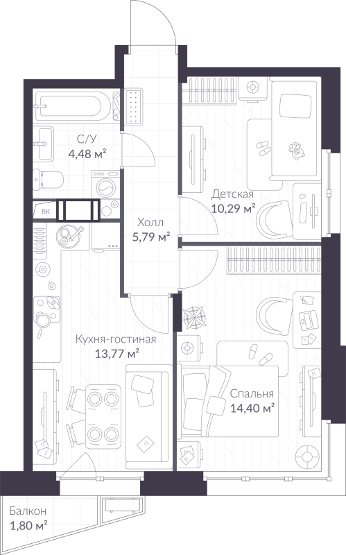 2 ккв 49,3 м²