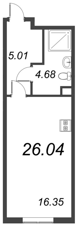 Студия 26 м²