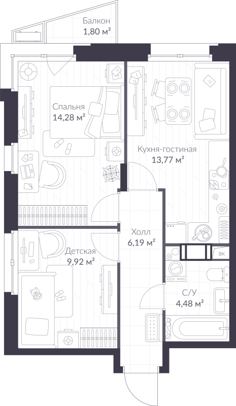 2 ккв 49,2 м²