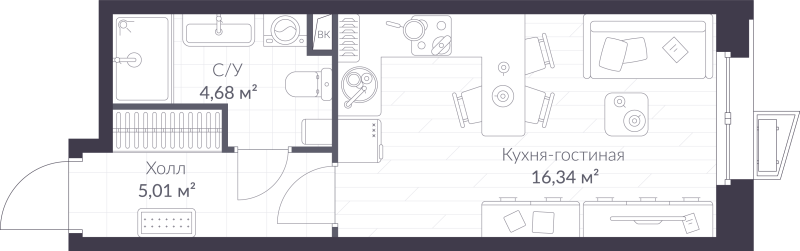 Студия 26 м²