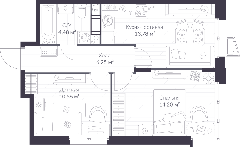 2 ккв 49,3 м²
