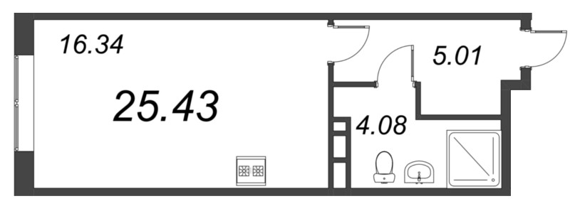 Студия 25,4 м²