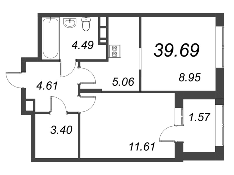 2 ккв (Евро) 39,7 м²
