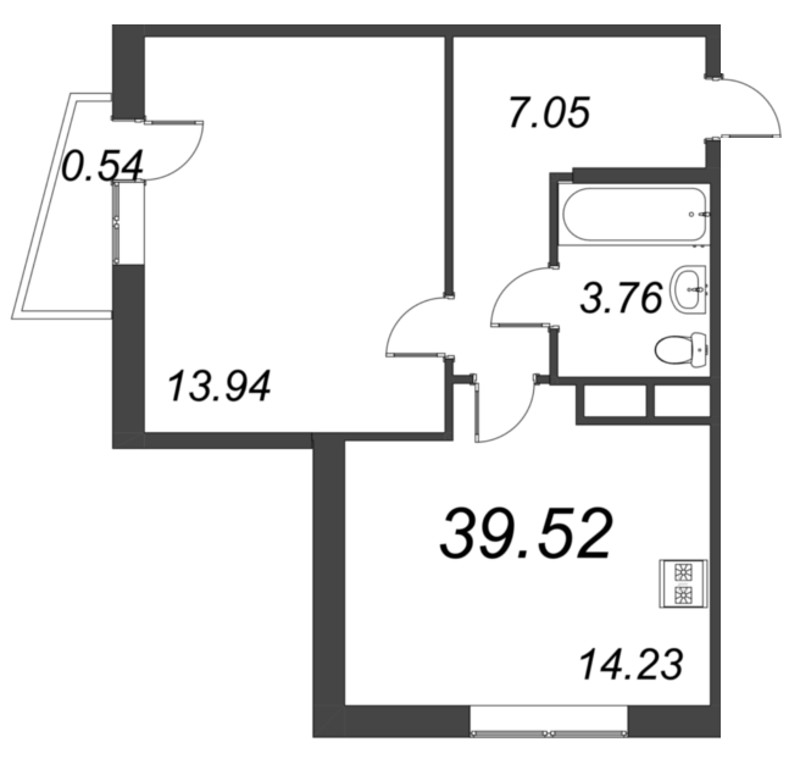 2 ккв (Евро) 39,5 м²