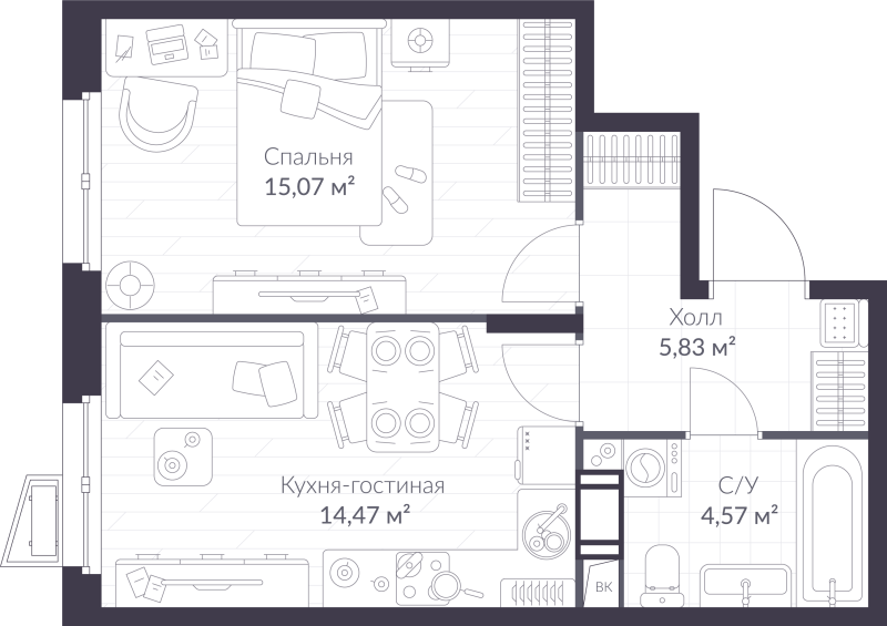 1 ккв 39,9 м²