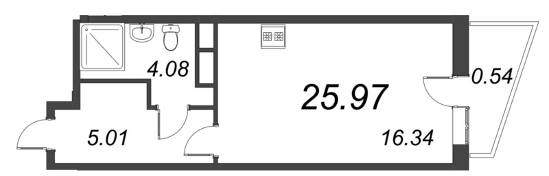 Студия 26 м²