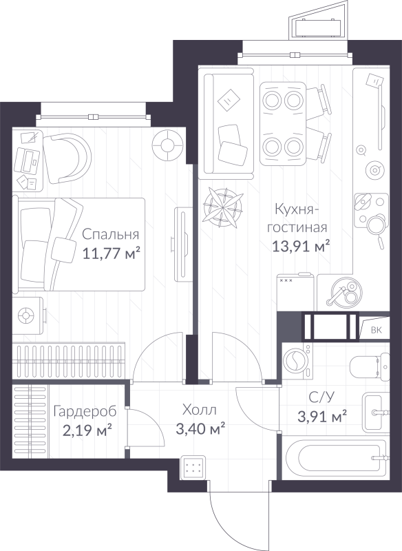 1 ккв 35,2 м²