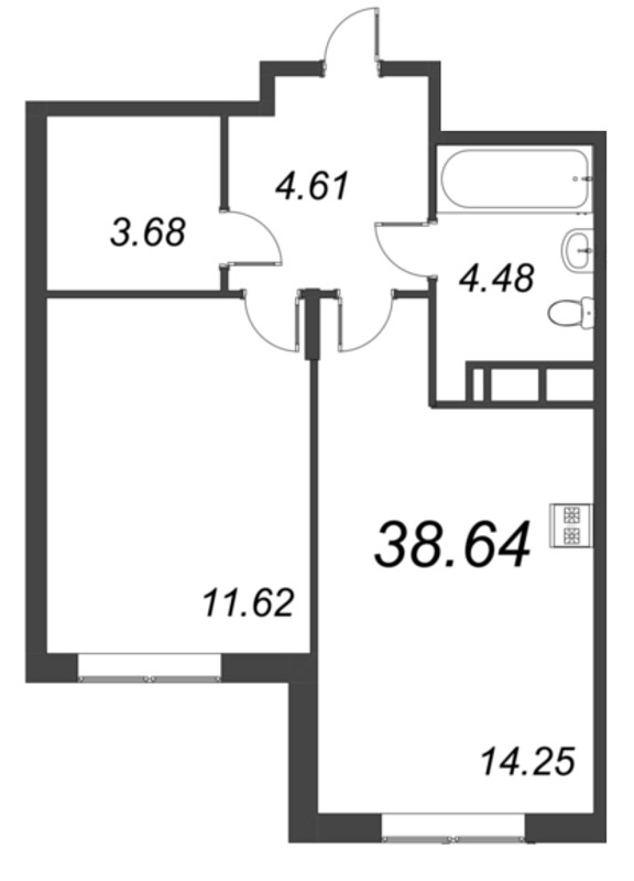 2 ккв (Евро) 38,6 м²