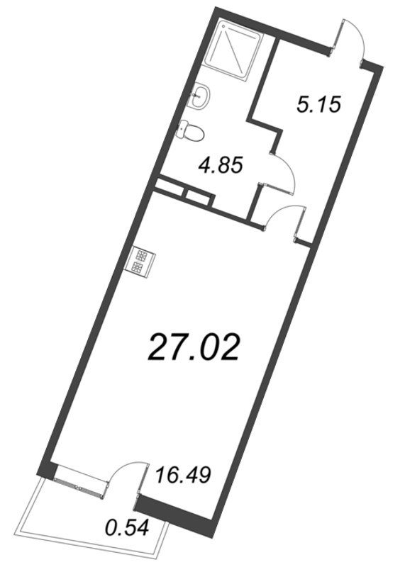 Студия 27 м²
