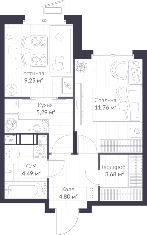 2 ккв (Евро) 39,3 м²