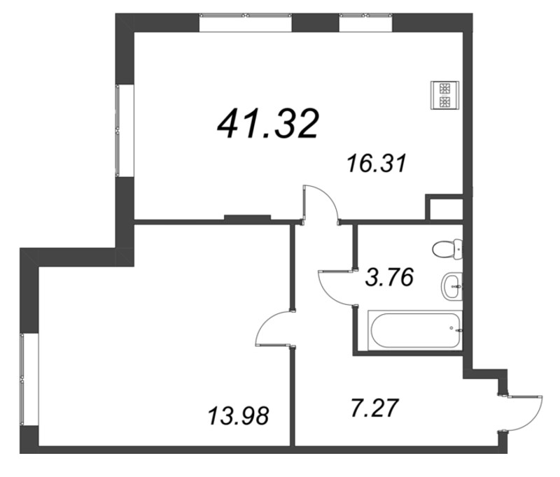 2 ккв (Евро) 41,3 м²