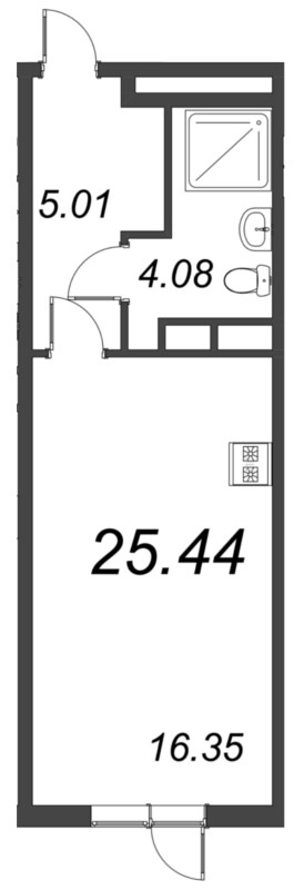 Студия 25,4 м²