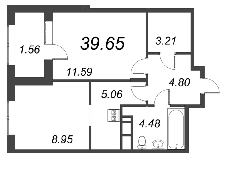 2 ккв (Евро) 39,7 м²