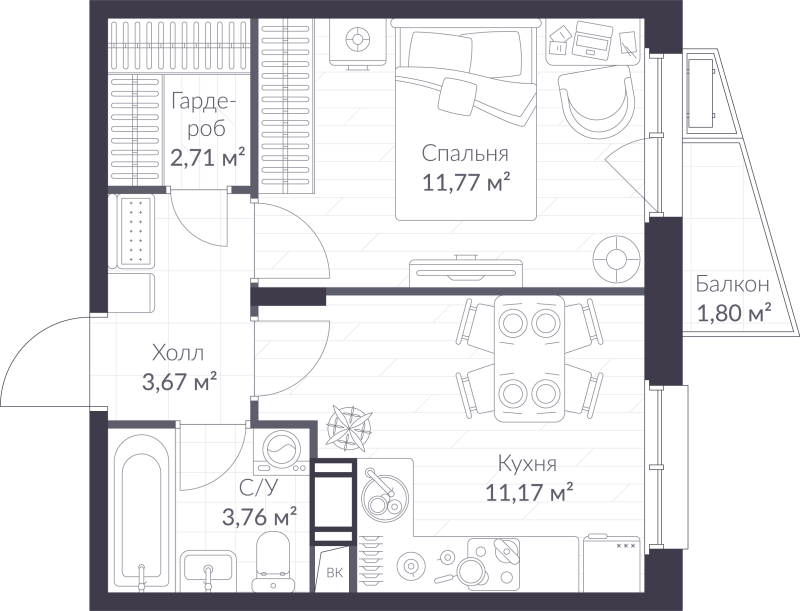 1 ккв 33,6 м²