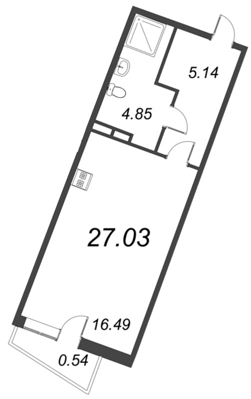 Студия 27 м²