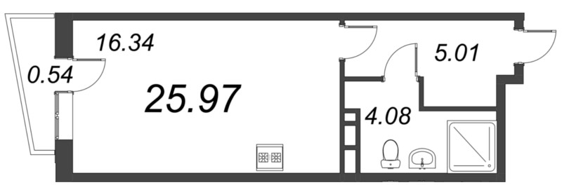 Студия 26 м²