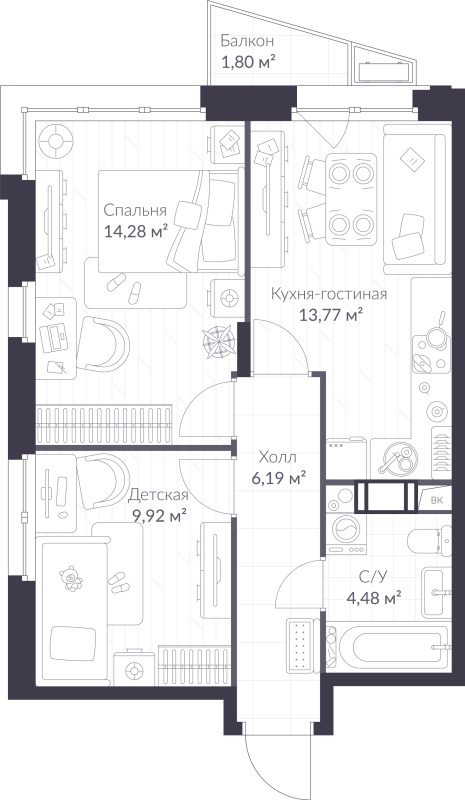 2 ккв 49,2 м²