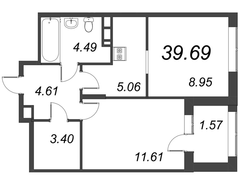 2 ккв (Евро) 39,7 м²