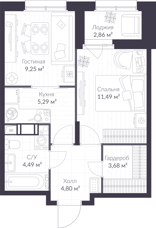 2 ккв (Евро) 40,4 м²
