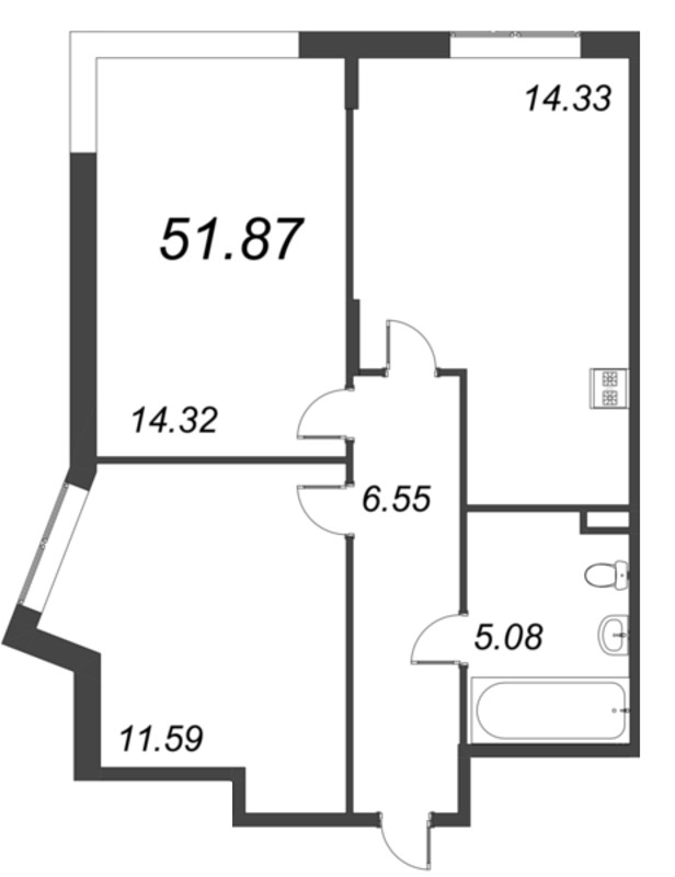 2 ккв 51,9 м²