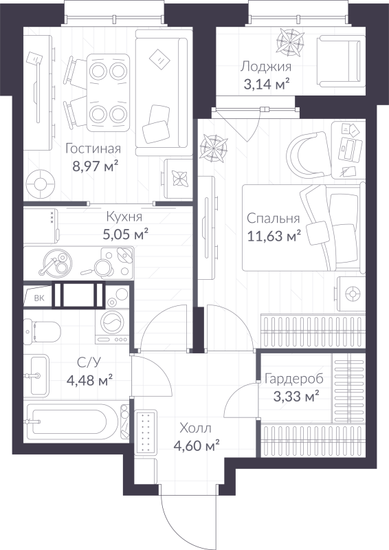 2 ккв (Евро) 39,6 м²