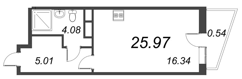 Студия 26 м²
