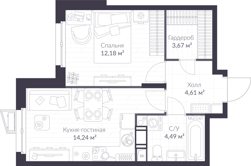 1 ккв 39,2 м²