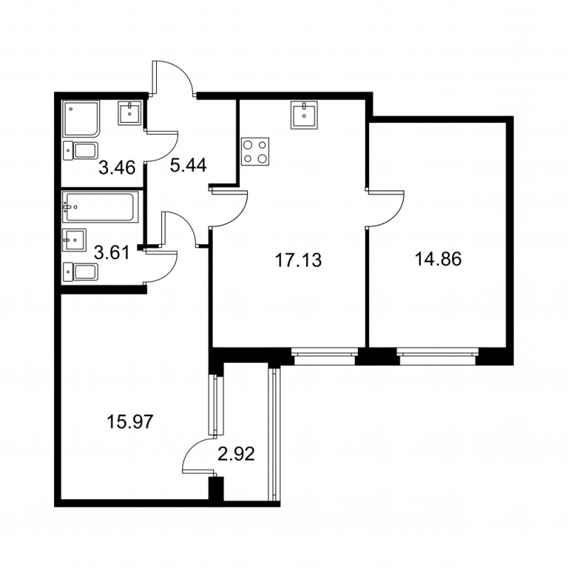 3 ккв (Евро) 61,9 м²