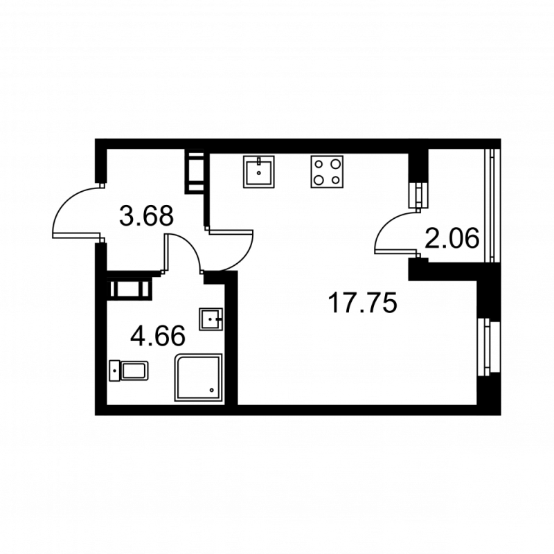 Студия 27,1 м²