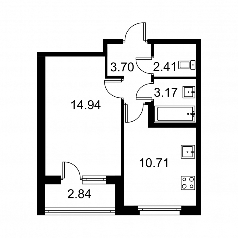 1 ккв 36,4 м²