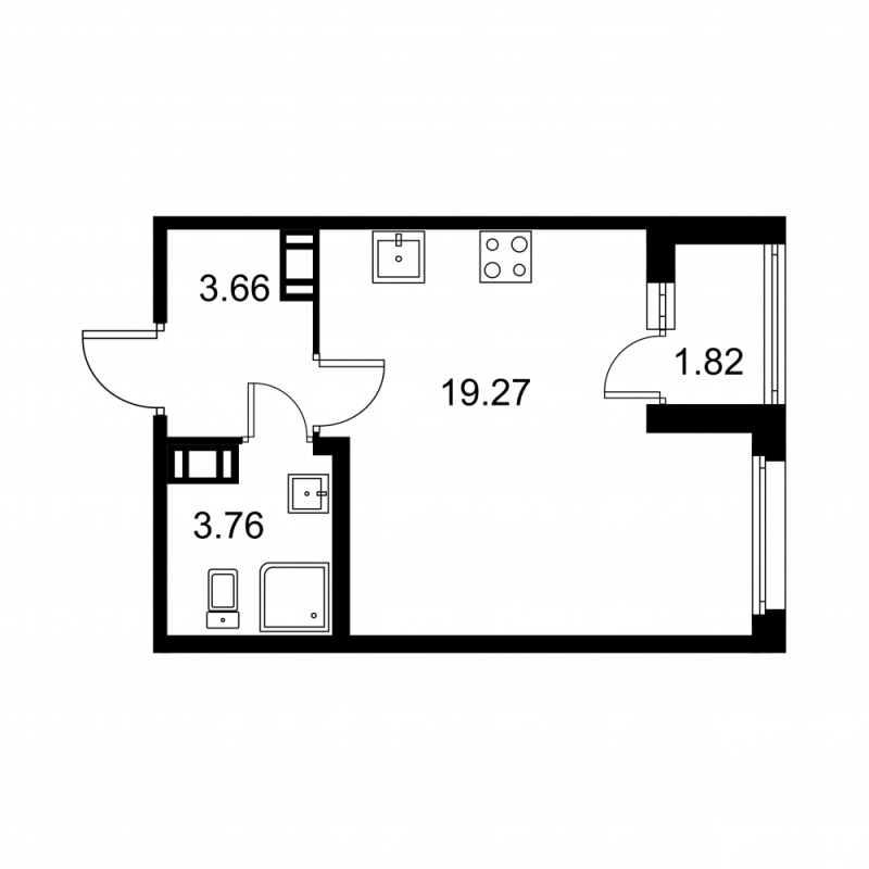 Студия 27,6 м²