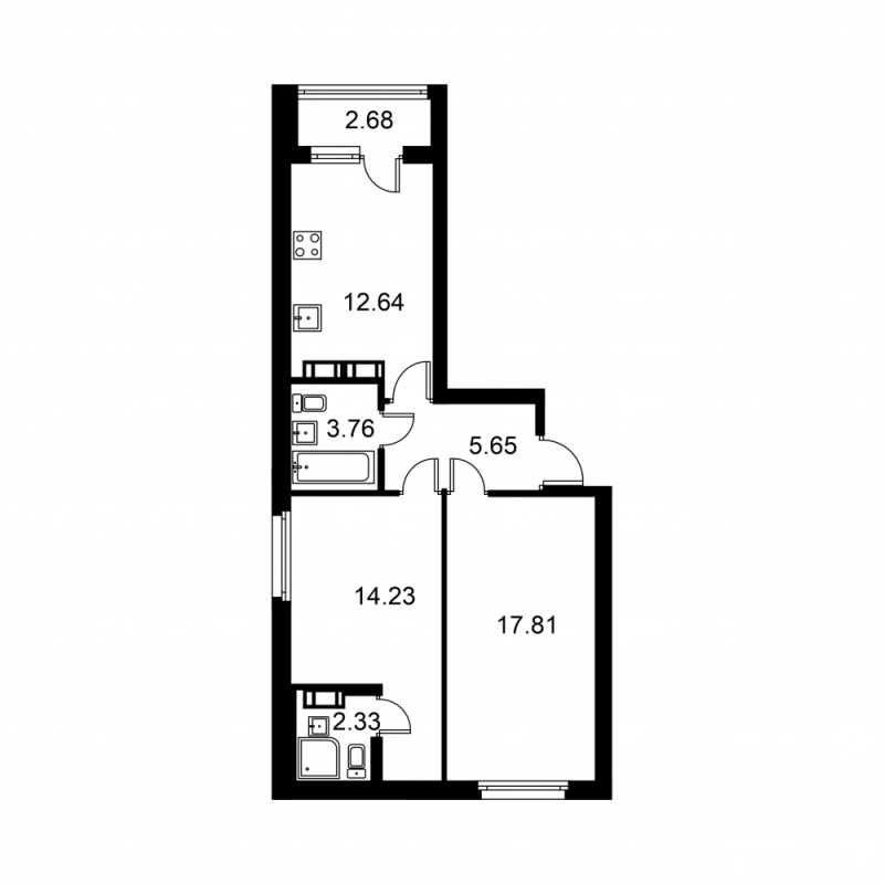 2 ккв 57,7 м²