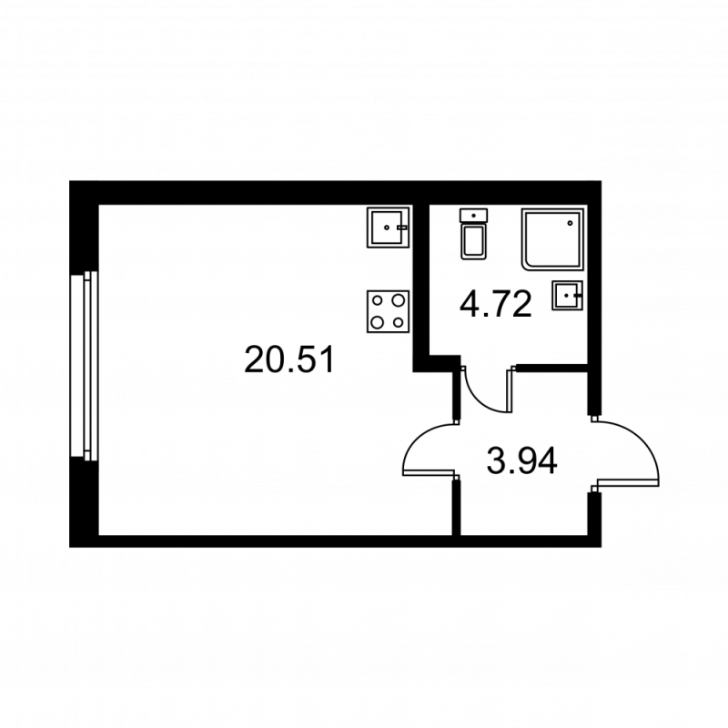 Студия 29,2 м²