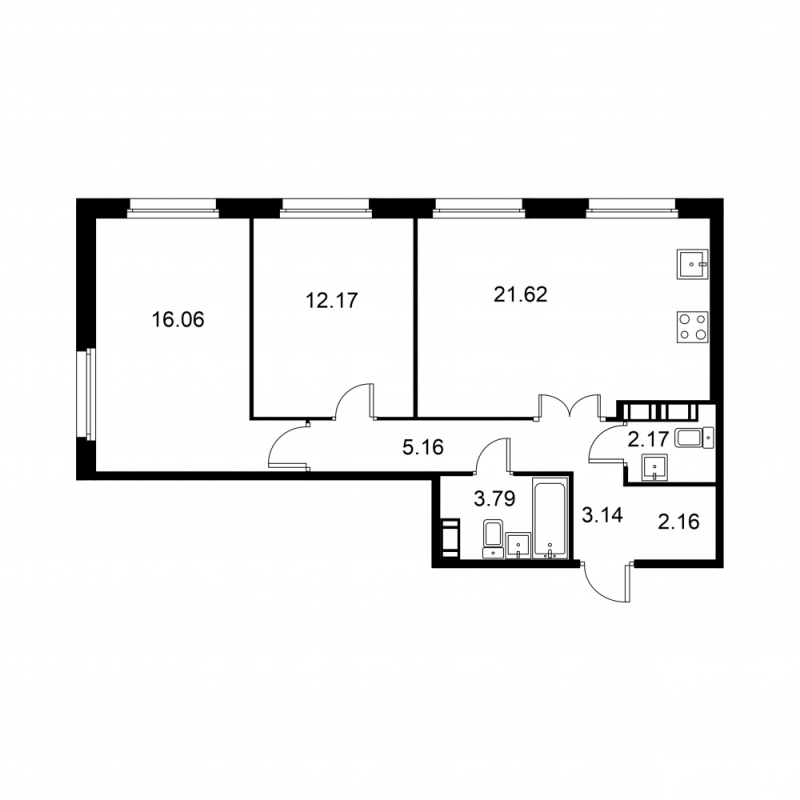 3 ккв (Евро) 66,3 м²