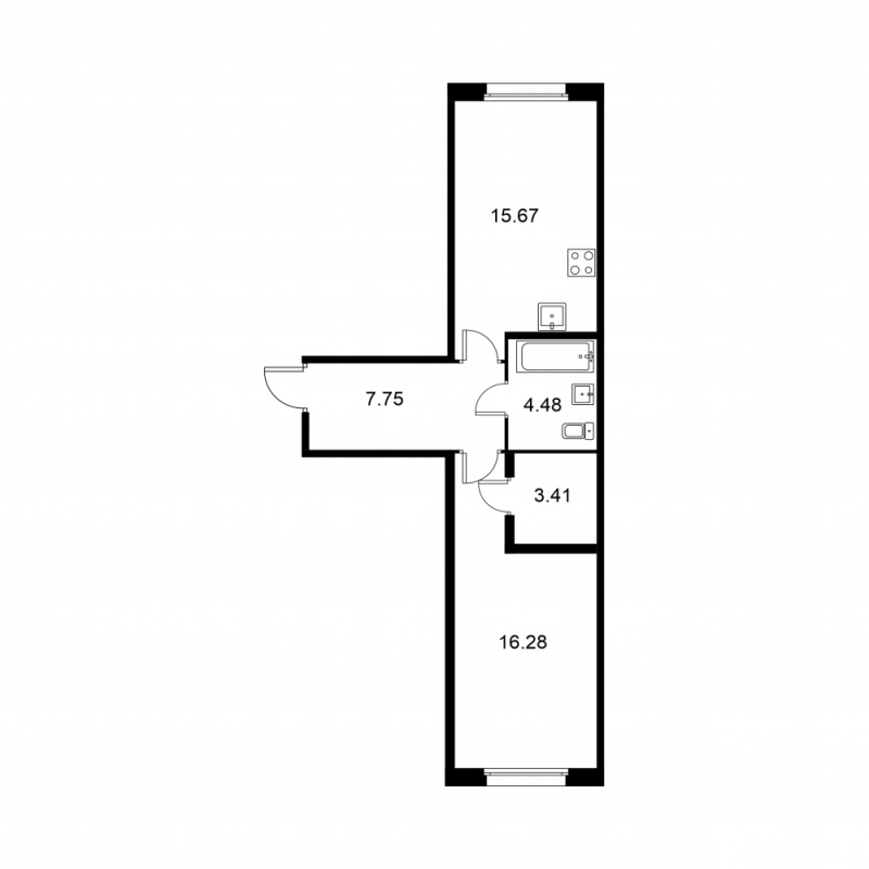 2 ккв (Евро) 47,6 м²