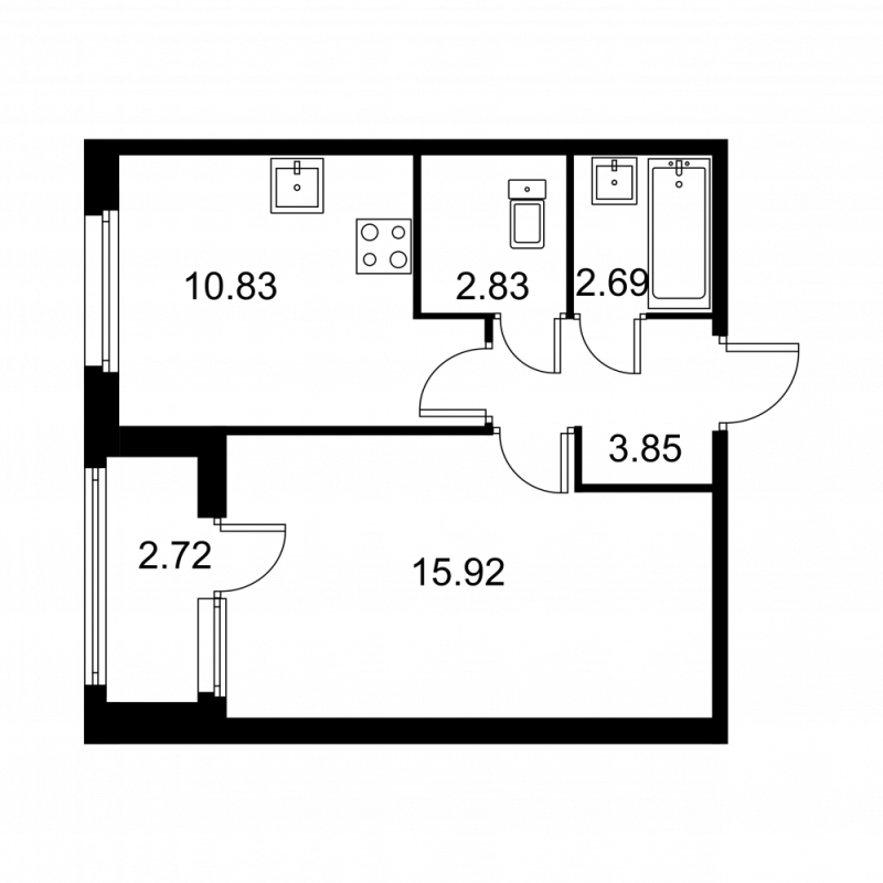 1 ккв 37,5 м²