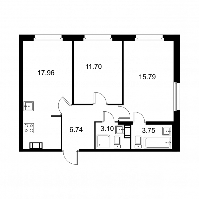 3 ккв (Евро) 59 м²