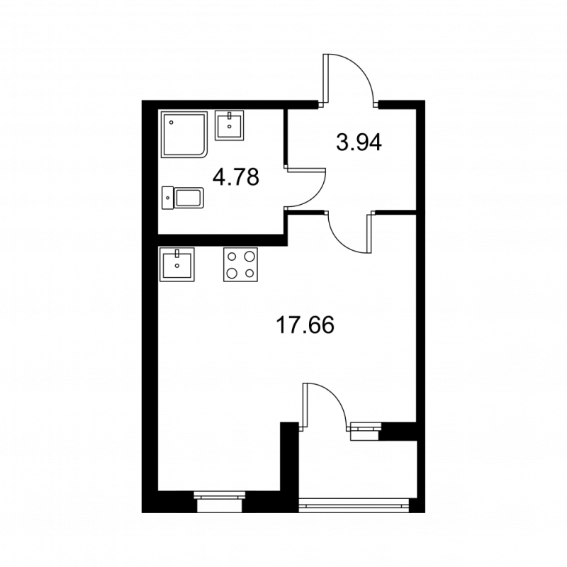 Студия 27,4 м²