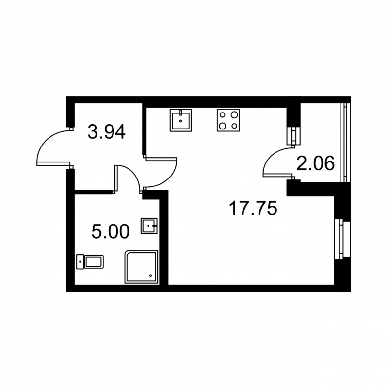 Студия 27,7 м²