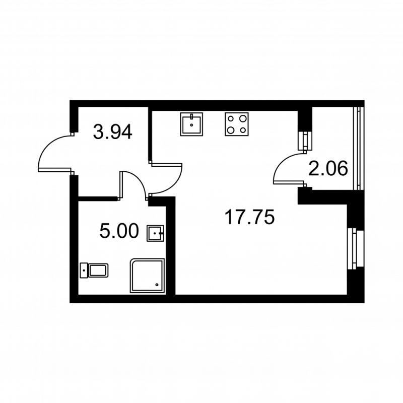 Студия 27,7 м²