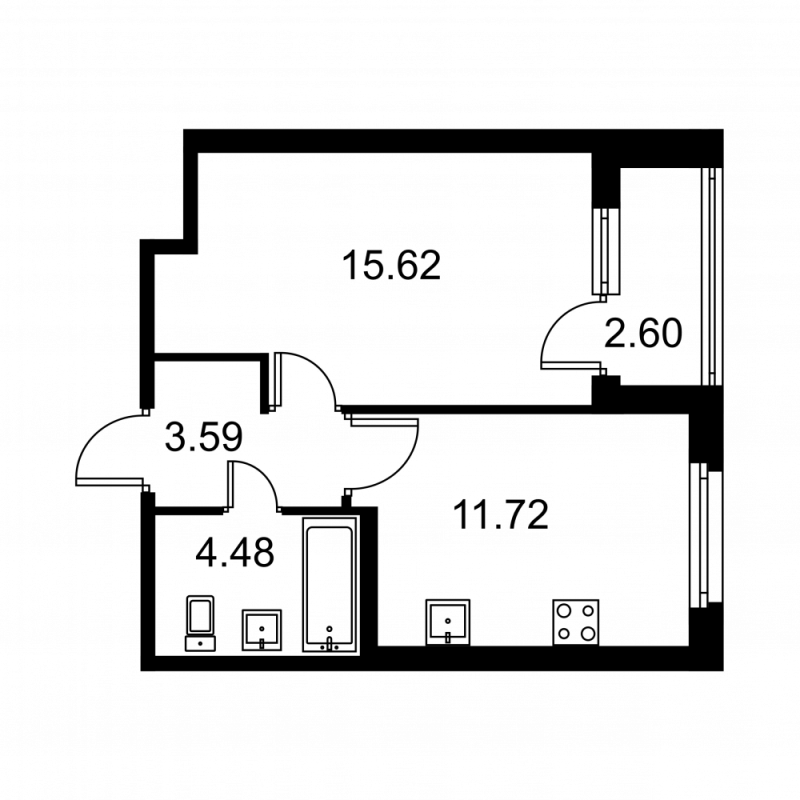 1 ккв 36,7 м²