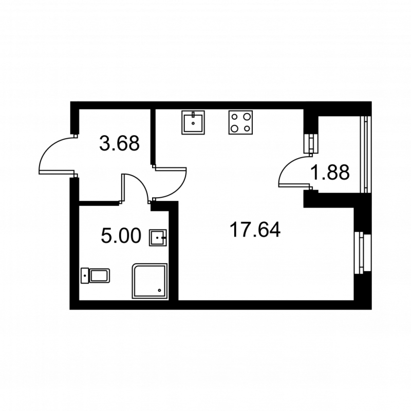Студия 27,3 м²