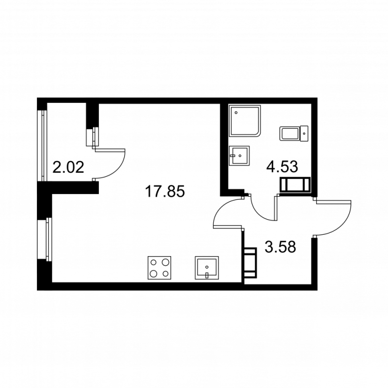 Студия 27 м²