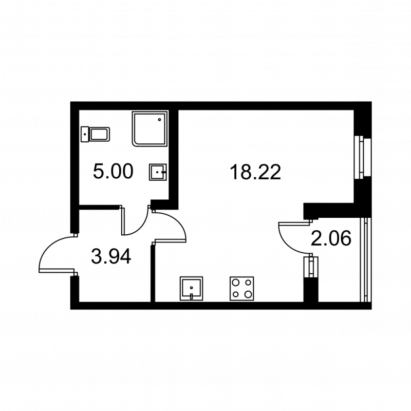 Студия 28,2 м²