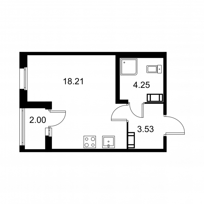 Студия 27 м²