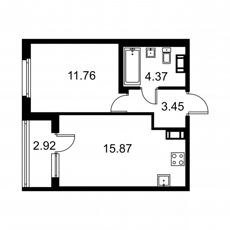 2 ккв (Евро) 36,9 м²